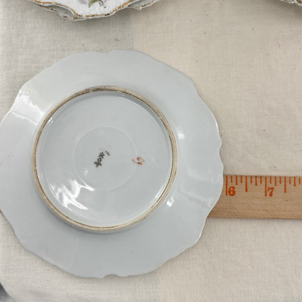 Antique Hermann Ohme Silesia Porcelain Plates Lot 8 Floral Gilt Mismatched Set - Picture 13 of 16